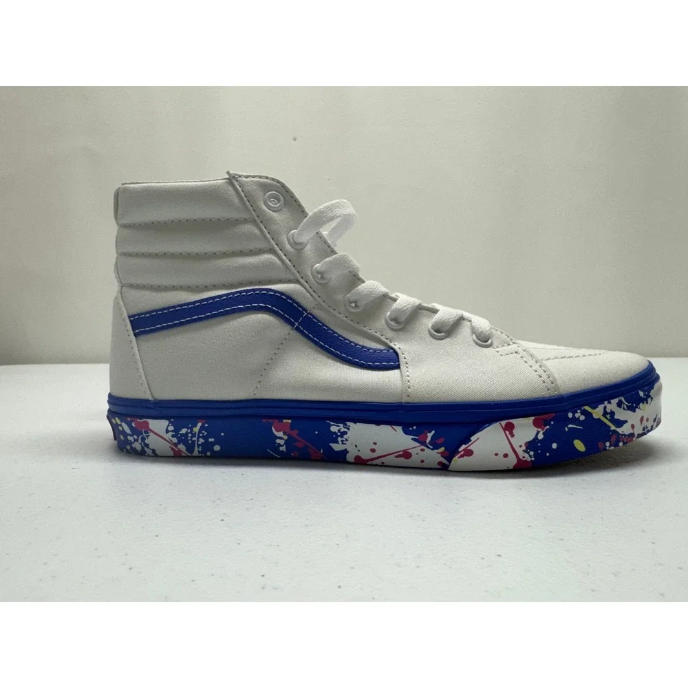Vans Sk8-Hi Womens 7 White Paint Splatter True White High Top Sneakers